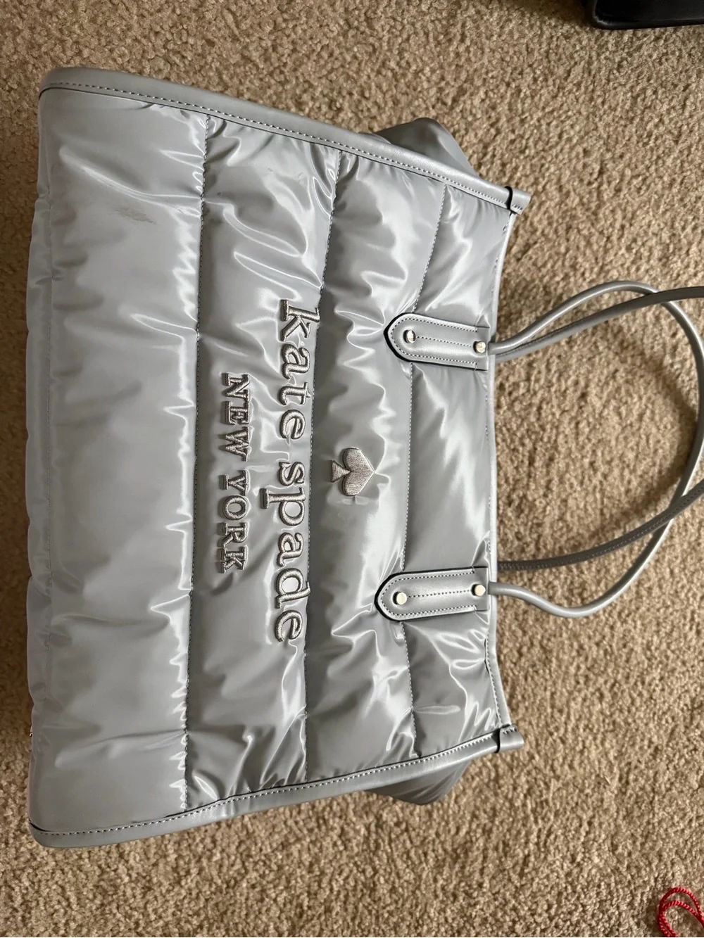 kate spade Silver Quilted Puffer Tote